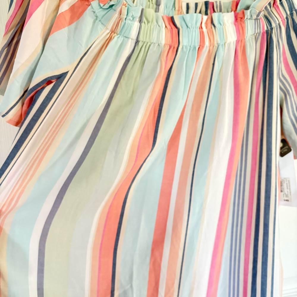 Peyton & Parker Multicolor Striped Off the Shoulder Dress Medium NWT - Picture 3 of 4